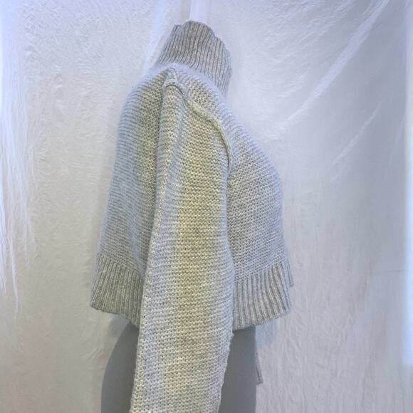 Nordstrom Elodie Cropped Ribbed Sweater, Mock Turtleneck Ribbed Light Gray Small - Picture 3 of 8